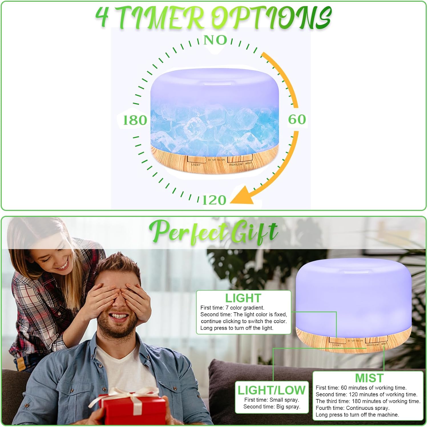 500ml Essentials, Ultrasonic Humidifier for Aromatherapy