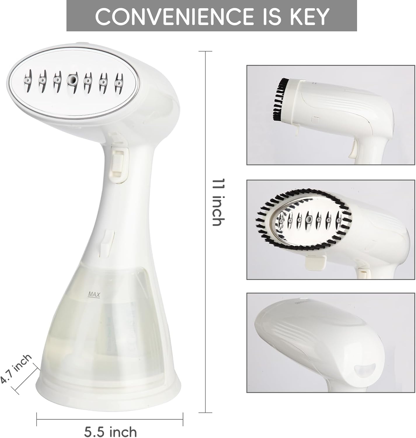 1500W Portable Garment Steamer, Heats Up Fast in 15s, 300ml Removable Tank, Compact and Portable for Travel, Home and Office.