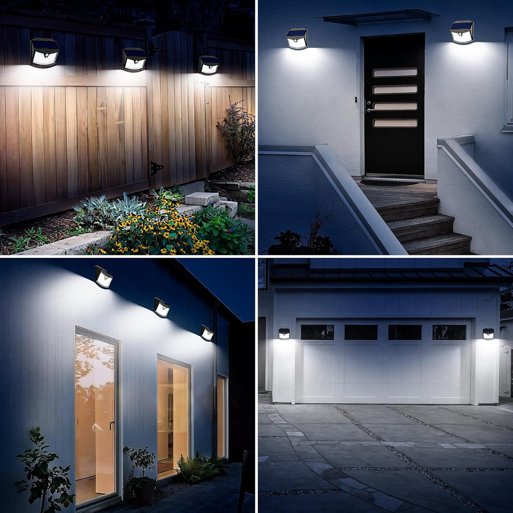 Udendørs Solcellelampe, 3 Tilstande med Bevægelsessensor, IP65 Vandtæt Solcelle LED Spot