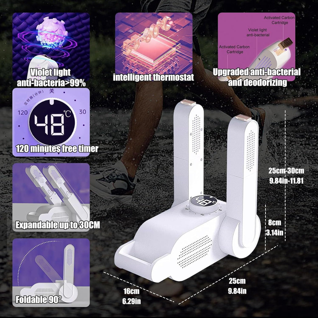 Sèche-chaussures électrique avec écran numérique, sèche-bottes pour chaussures de ski, chauffe-chaussures