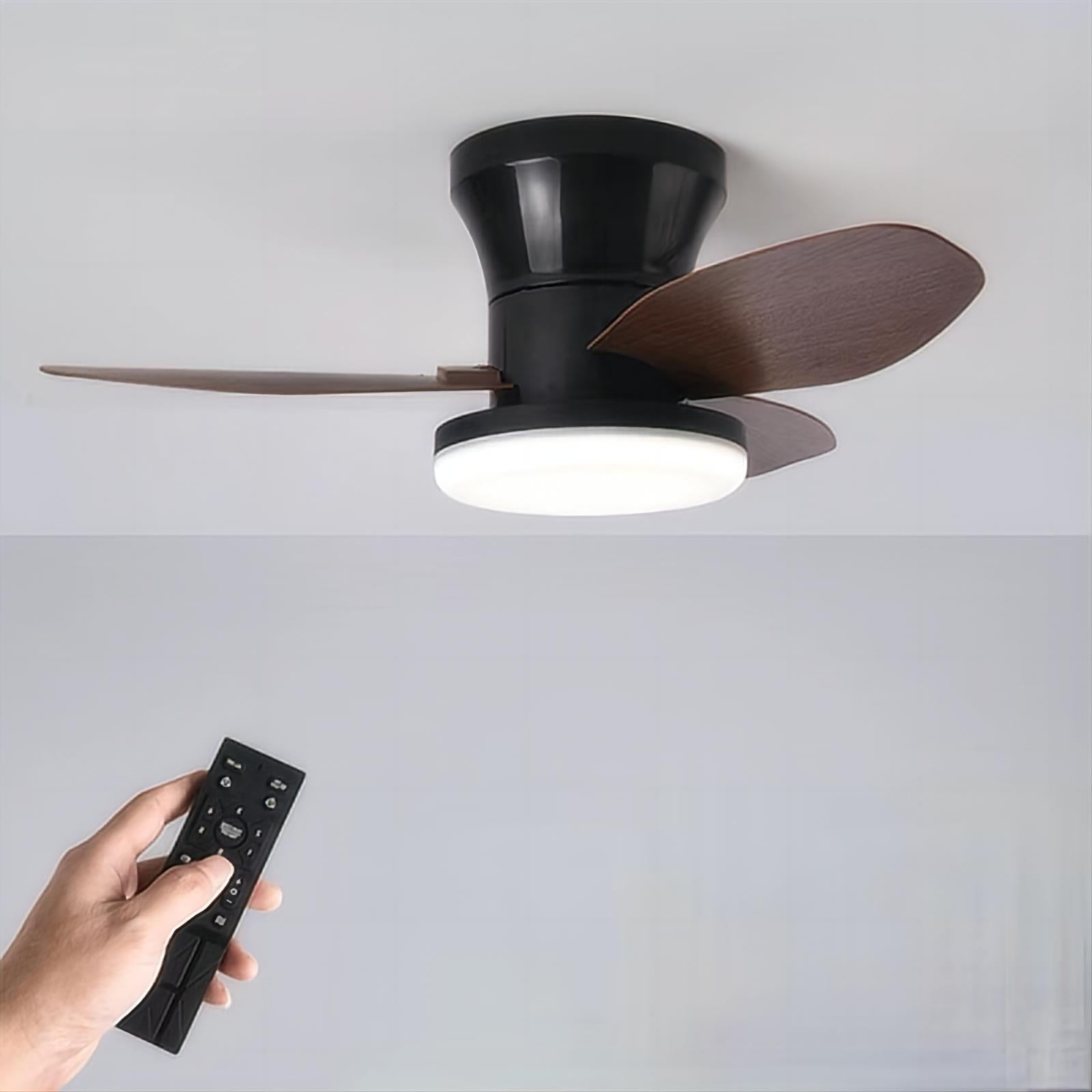Ventilateur de plafond silencieux de 65 cm (25,5 pouces) avec lumière - Petit ventilateur de plafond avec télécommande, 3 modes d'éclairage LED, 6 vitesses