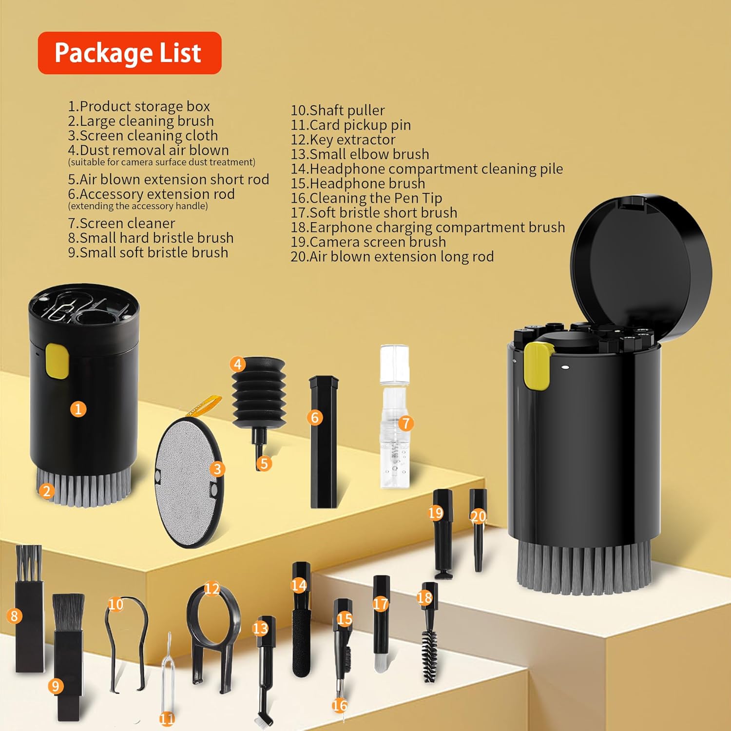 20-i-1 Rensesæt til bærbar skærm og tastatur, Rensesæt til mobiltelefon, Rensesæt til Airpod, Rensesæt til elektronik til mobiltelefoner