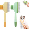 Paquete de 2 cepillos autolimpiantes para gatos, cepillo/peine efectivo para el cuidado de gatos y perros (pelo largo y corto)
