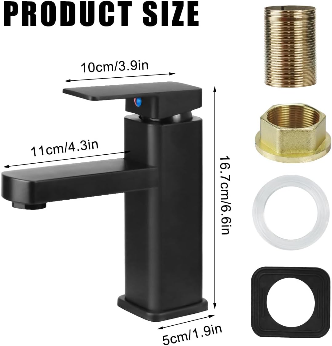 Single-Handle Faucets for Bathroom Sinks, Tall Black Waterfall Bathtub Faucet, Hot and Cold Water with Two Hoses