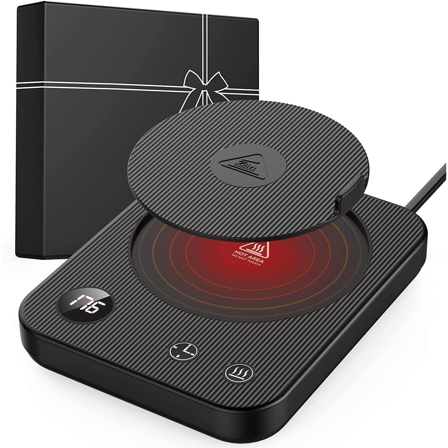 Cup Warmer, Coffee Cup Warmer with 4 Temperature Settings, Coffee Warmer with Auto Shut-Off, Waterproof Anti-Scald Desktop Cup Warmer, Coffee Cup Warmer with Status Display