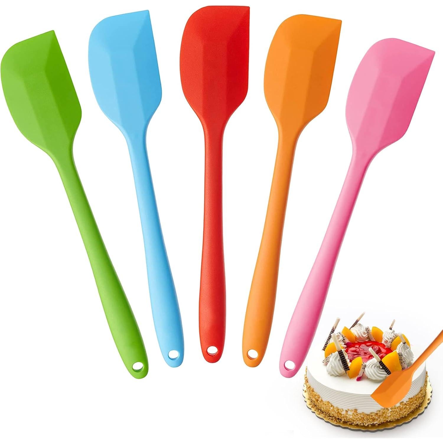5 dele silikone køkkenspatler, silikone køkkenspatler med metalkerne, 260℃ non-stick varmebestandig køkkenspatel, silikone køkkenspatel til madlavning og bagning