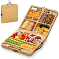Tabla de aperitivos con discos de queso y cuencos - Tabla de servir - Bambú - Madera (58x29x2 cm)