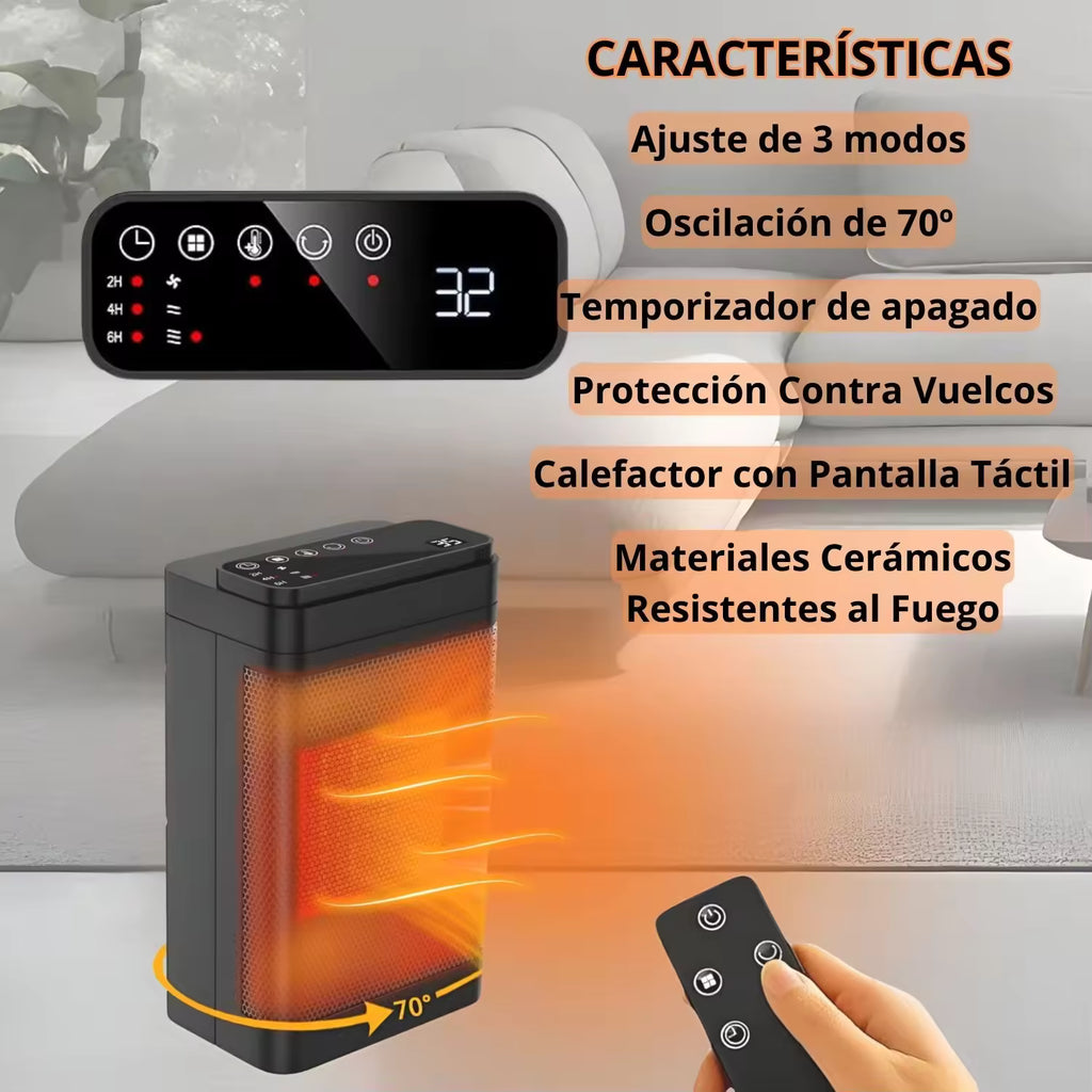 Energieffektiv El-varmer, 1500W Keramisk Varmer, Varmeblæser med Lavt Forbrug, Elektrisk Varmer, Energibesparende (Produktmål: 15 x 10.5 x 27.2 cm)
