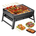 Portable Charcoal Grill, 17-Inch Foldable, Compact Tabletop Charcoal Grill, Mini Smoker, Small Outdoor BBQ Grill for Travel, Patio, Picnics, and the Beach