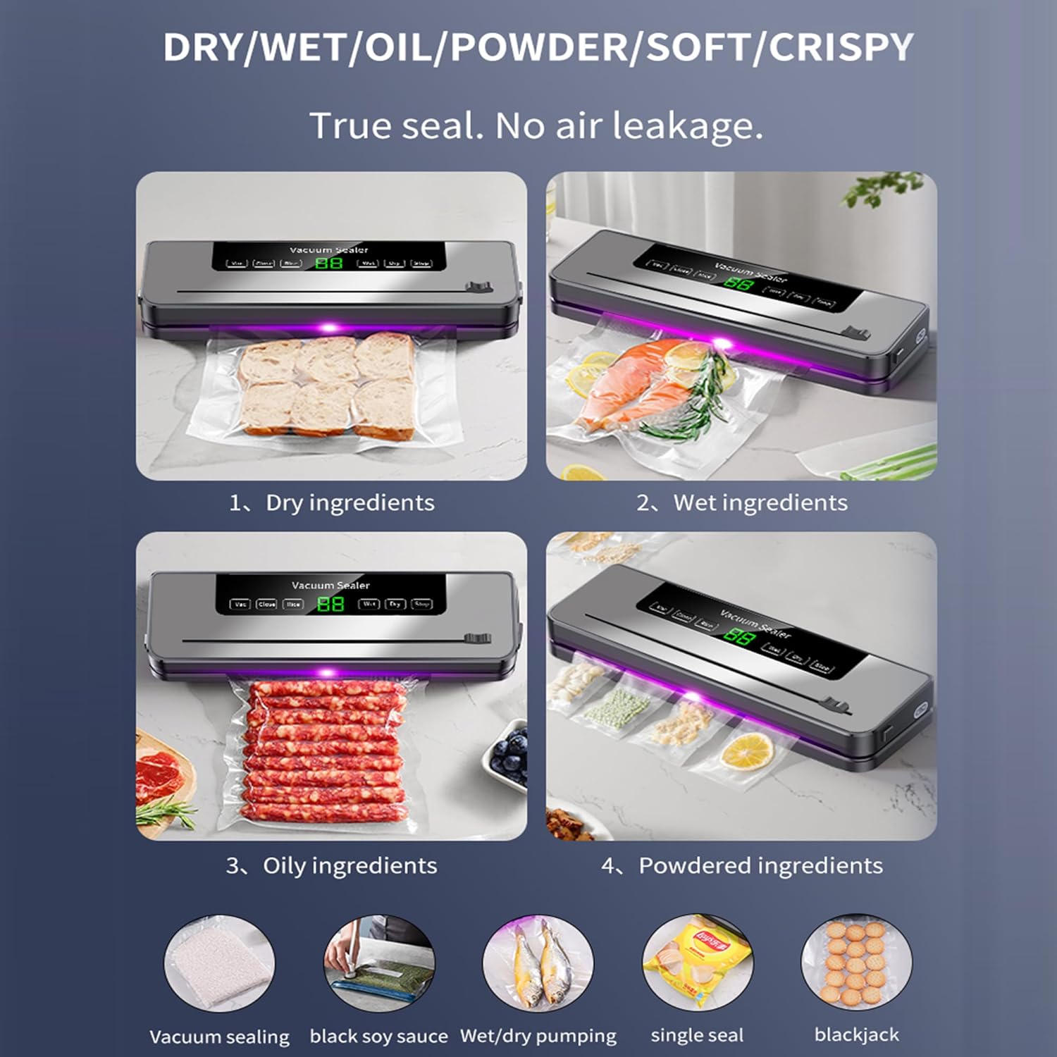 Machine de mise sous vide automatique avec 6 modes de scellage sous vide pour aliments