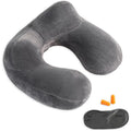 Oreiller de voyage gonflable - 100% velours avec maintien de la tête (GRIs)
