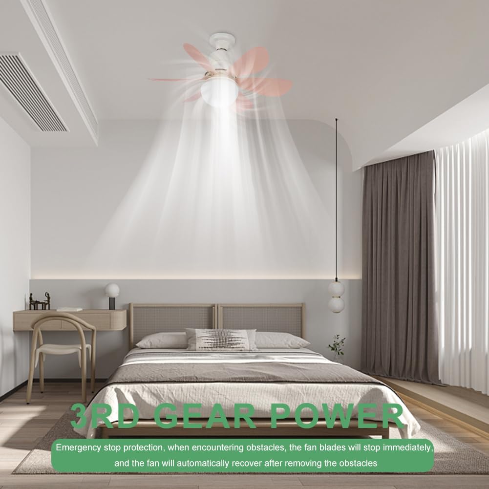 Ceiling fans with lights and remote control, 30W ceiling fan with dimmable light, quiet ceiling fan with 6 blades, 3 color temperatures, 3 speeds