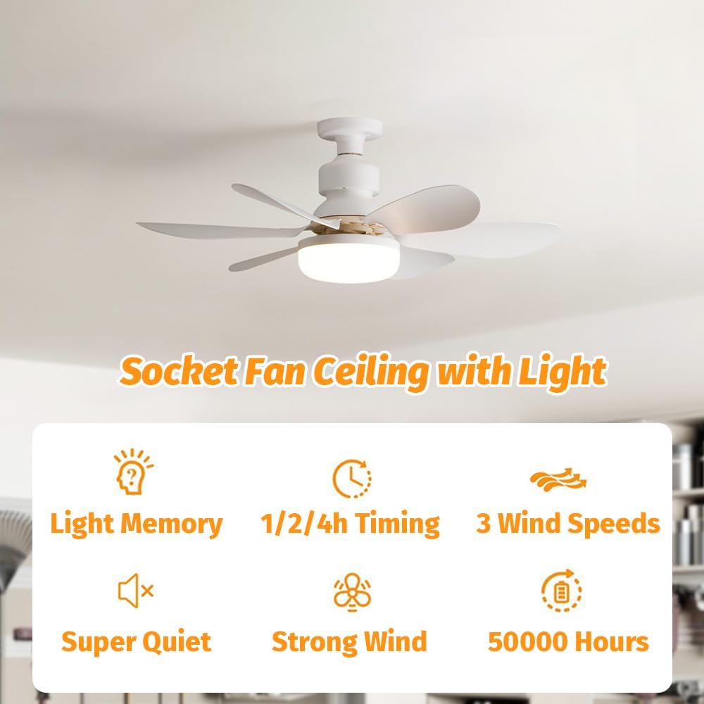 Ceiling fans with lights and remote control, 30W ceiling fan with dimmable light, quiet ceiling fan with 6 blades, 3 color temperatures, 3 speeds