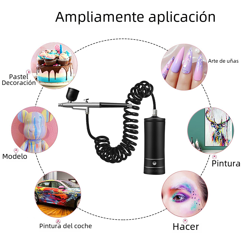 Mini pistolet pulvérisateur portable pour ongles et maquillage, aérographe en métal
