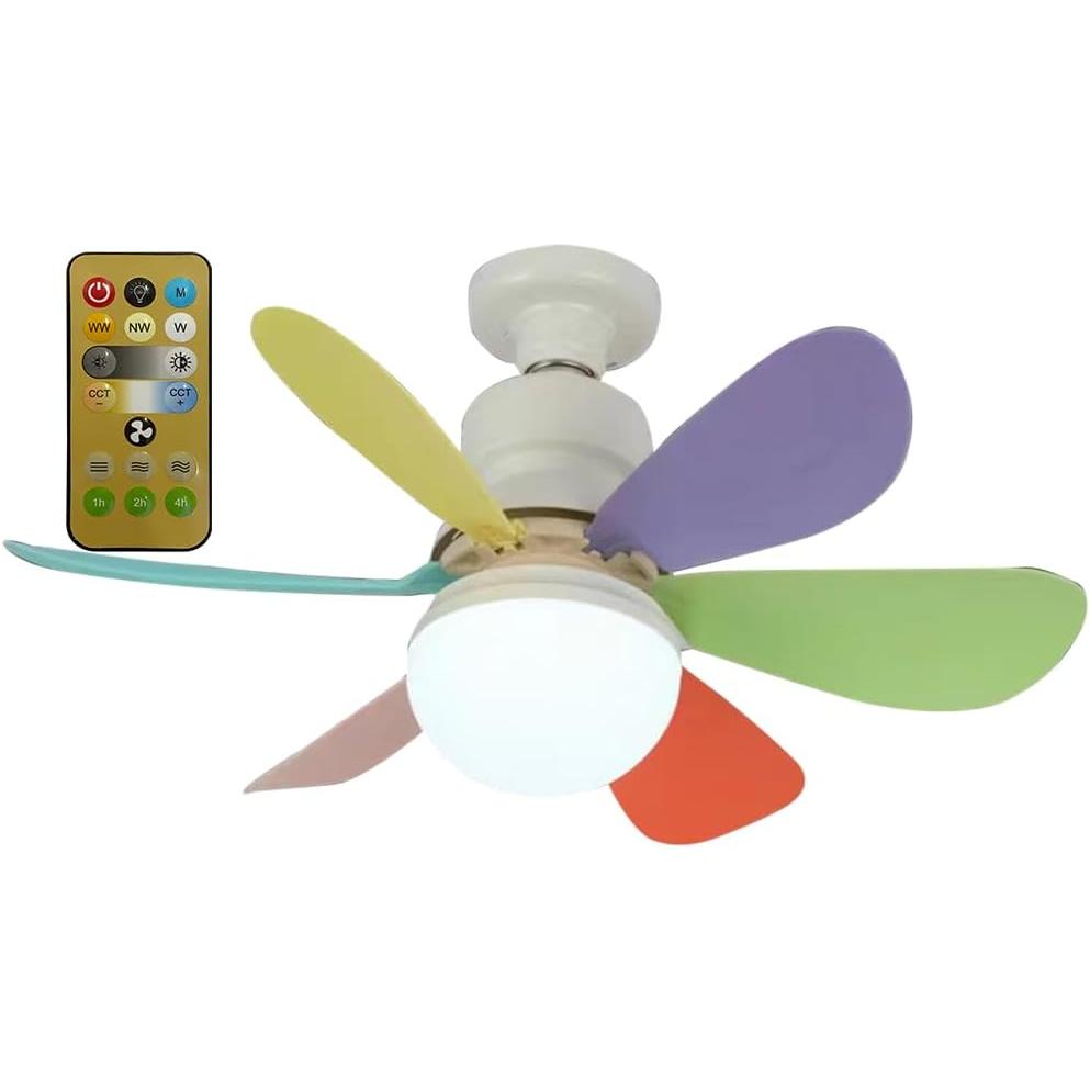 Ceiling fans with lights and remote control, 30W ceiling fan with dimmable light, quiet ceiling fan with 6 blades, 3 color temperatures, 3 speeds