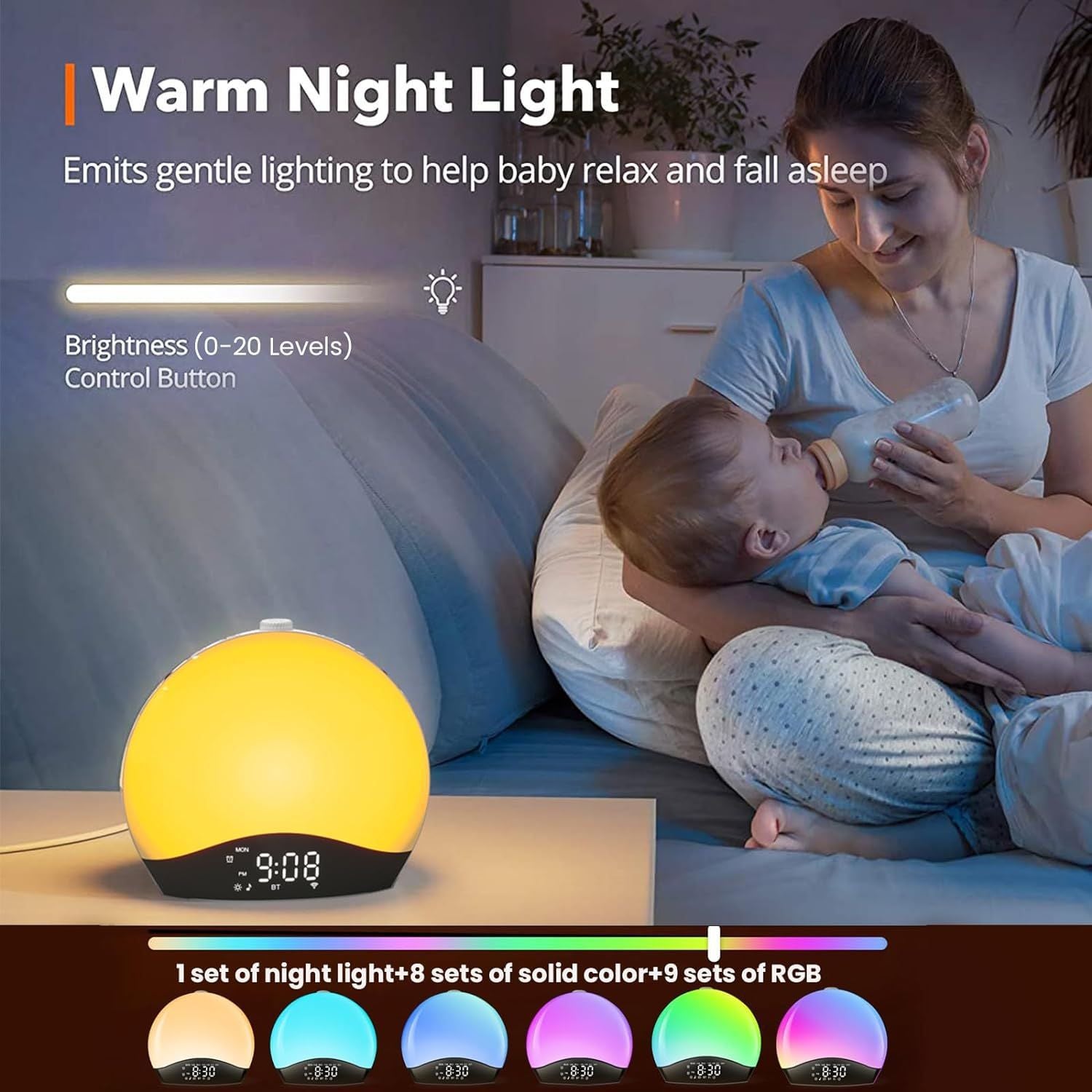 Sunrise Alarm Clock for Kids, Heavy Sleepers, and Bedrooms — White Noise Sound Machine with 5W Stereo Bluetooth Speaker, 25 Natural Sounds, Dual Alarms, and Lights