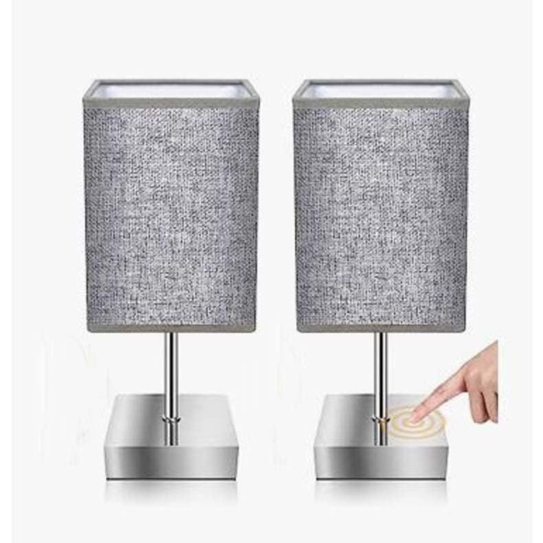 Set of 2 touch-control bedside lamps, dimmable touch table lamps, 3 brightness levels, 2 bulbs included.