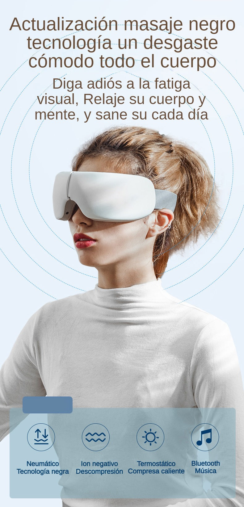 Masseur oculaire chauffant avec musique Bluetooth et massage par vibrations, appareil pliable pour soulager la fatigue oculaire, la sécheresse oculaire et améliorer le sommeil – Cadeau de fête des mères