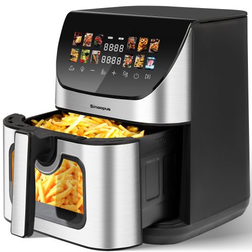 XXL Airfryer 8,5L – Med rude, farveberøringsskærm, 12 programmer, nem rengøring | 2-i-1 Airfryer og min ovn