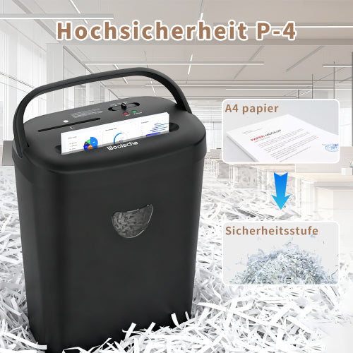 Déchiqueteuse à coupe croisée 12 feuilles, 6,4 gallons, ultra-silencieuse, haute sécurité P-4, broie papier/CD/carte bancaire pour maison et bureau