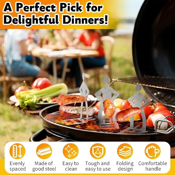 Set de utensilios de barbacoa divertidos 3 piezas – Tenedores para maíz, accesorios para picnic al aire libre y camping BBQ