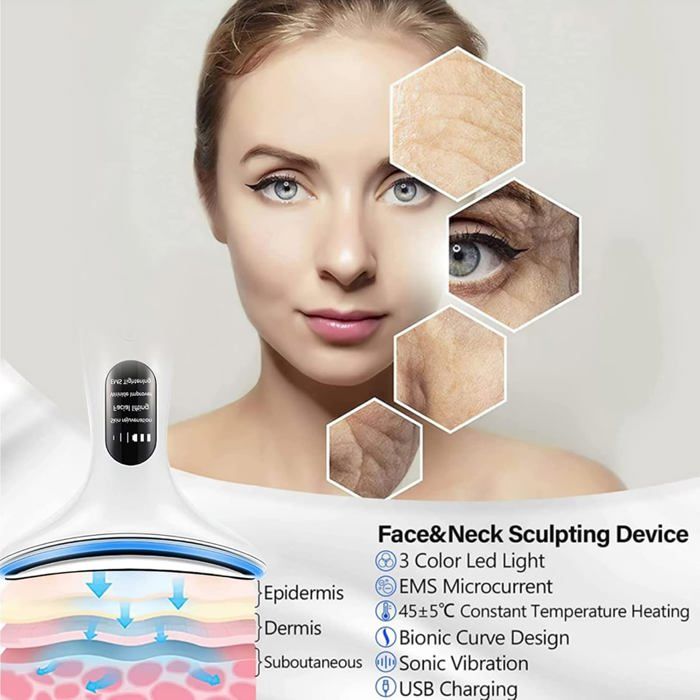 Aparato Anti-Rides Visage,Aparato de Masaje para Le Visage,Aparato de Masaje Anti-Rides de Beauté con Lifting EMS Massage