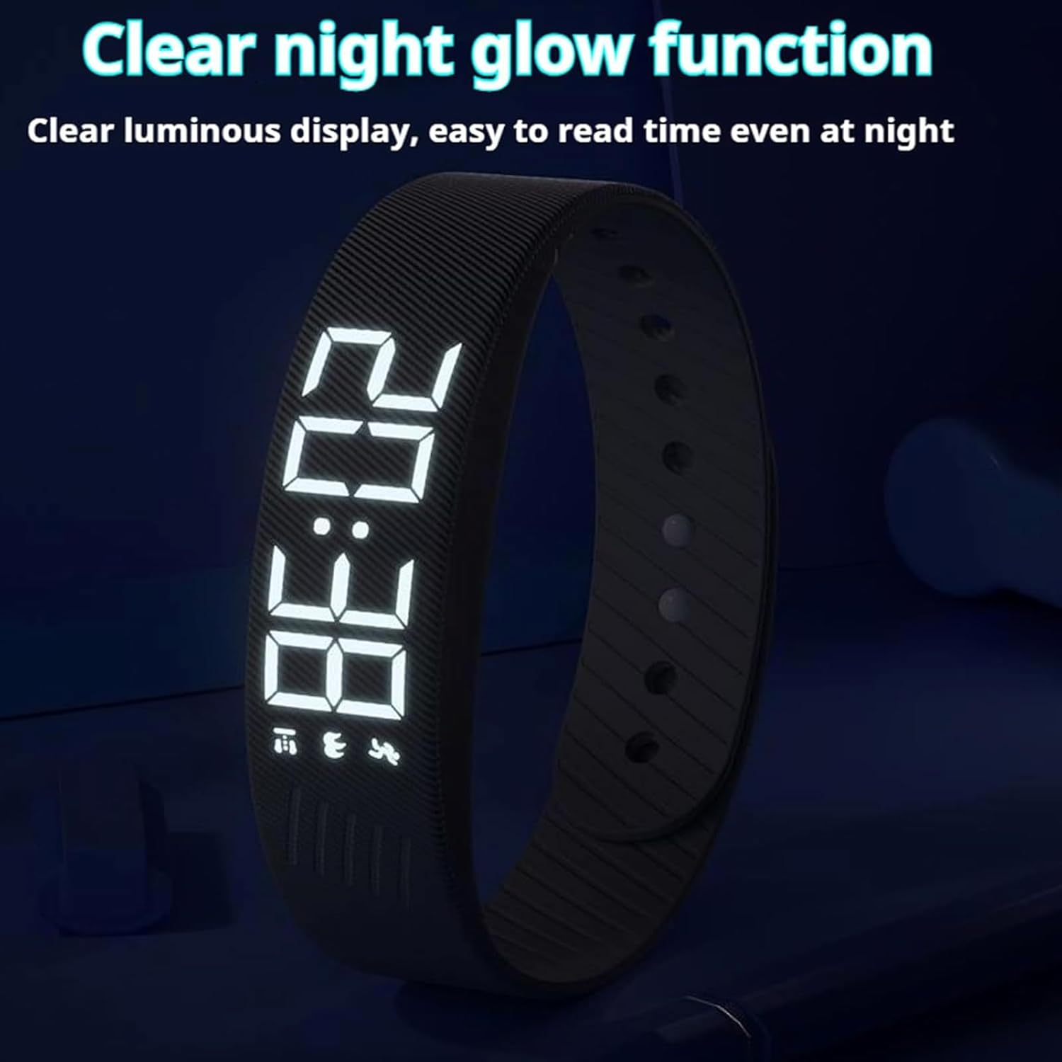 Bracelet alarme vibrant 2026 pour sommeil profond – Bracelet de réveil silencieux, multifonction rechargeable, bleu