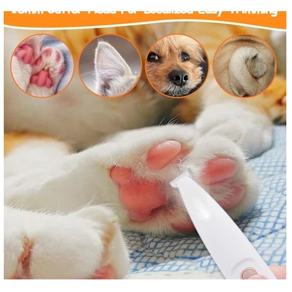 2026 Ny opgraderet hundeklipper til hundepoter – Stille og effektiv potetrimmer med LED-lys, én størrelse