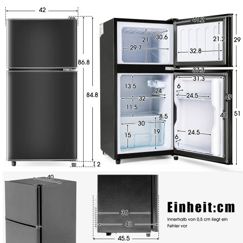 Réfrigérateur-congélateur 2 portes 60L, H 86,8 cm, Classe énergétique E, Dégivrage manuel, Réfrigérateur compact