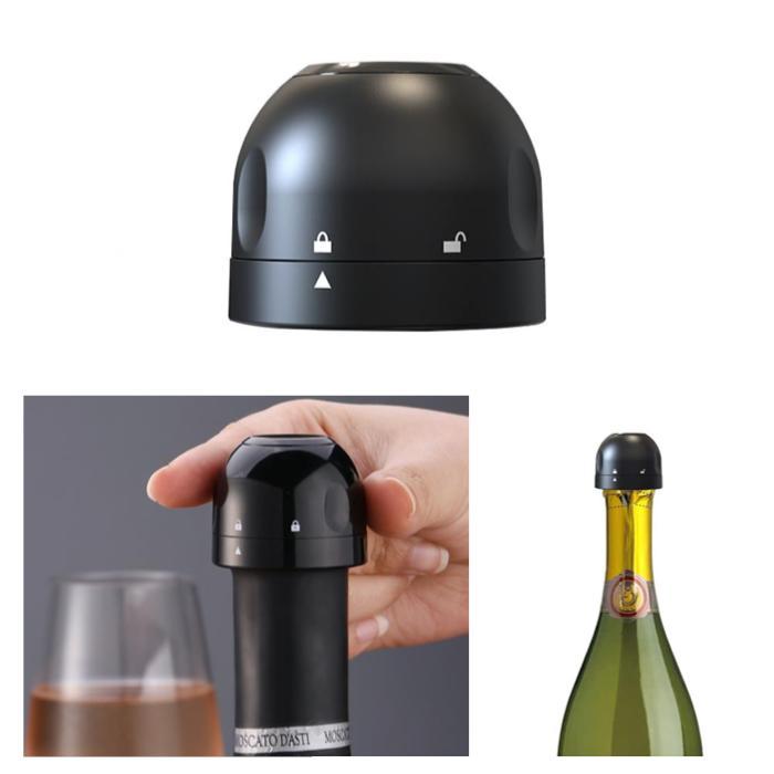Champagne / Wine Stopper – Vacuum Sealed Bottle Plug – Black