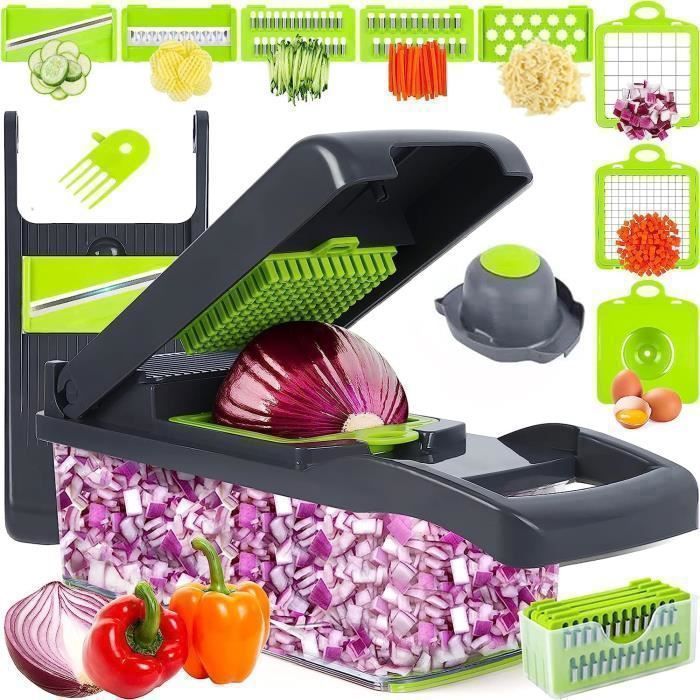 Kitchen 15 in 1 Multifunction Vegetable Cutter with 8 Stainless Steel Blade Separator Filter for Onions Carrot Apple