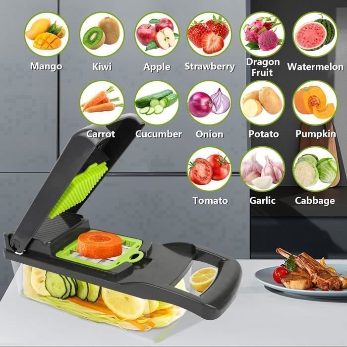 Kitchen 15 in 1 Multifunction Vegetable Cutter with 8 Stainless Steel Blade Separator Filter for Onions Carrot Apple