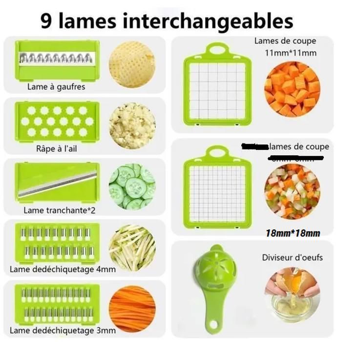 Kitchen 15 in 1 Multifunction Vegetable Cutter with 8 Stainless Steel Blade Separator Filter for Onions Carrot Apple