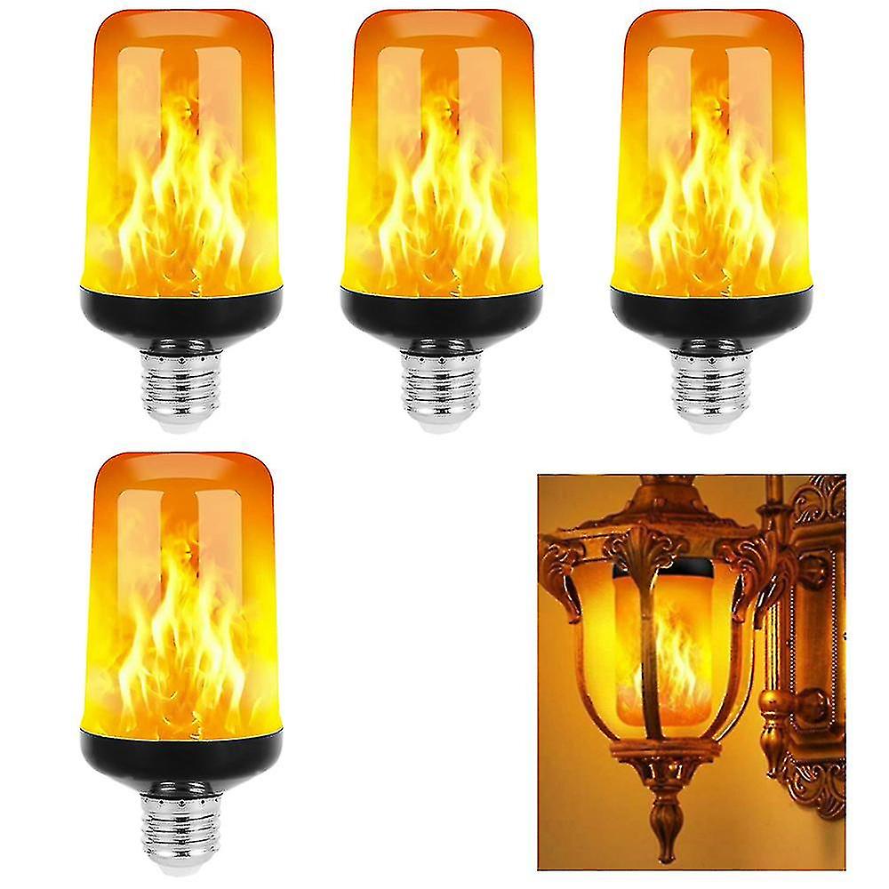 2PCS LED Flame Effect Light Bulb, 4 Modes Flickering Flame, E26/E27 Base, Decorative Lighting for Christmas