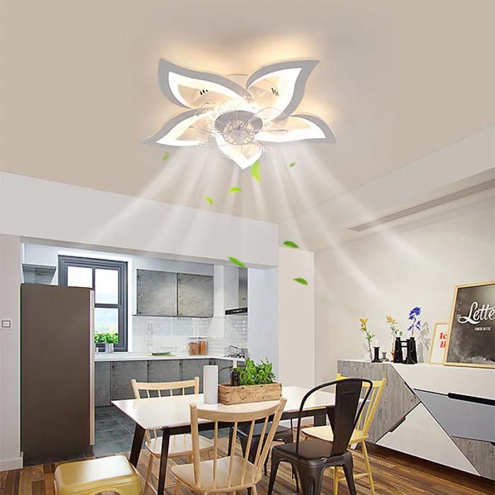 6-Speed Silent LED Ceiling Fan with Dimmable 3-Color Lighting – White