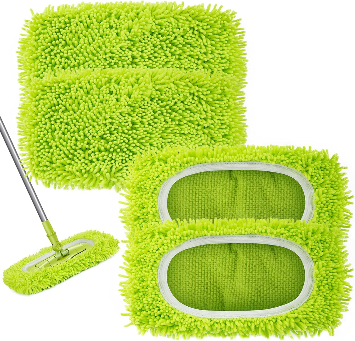 Reusable Microfiber Mop Pads for Wet Mops, Compatible with Swiffer Sweeper Mop, Replacement Mops for Hard Wood Floor Cleaning