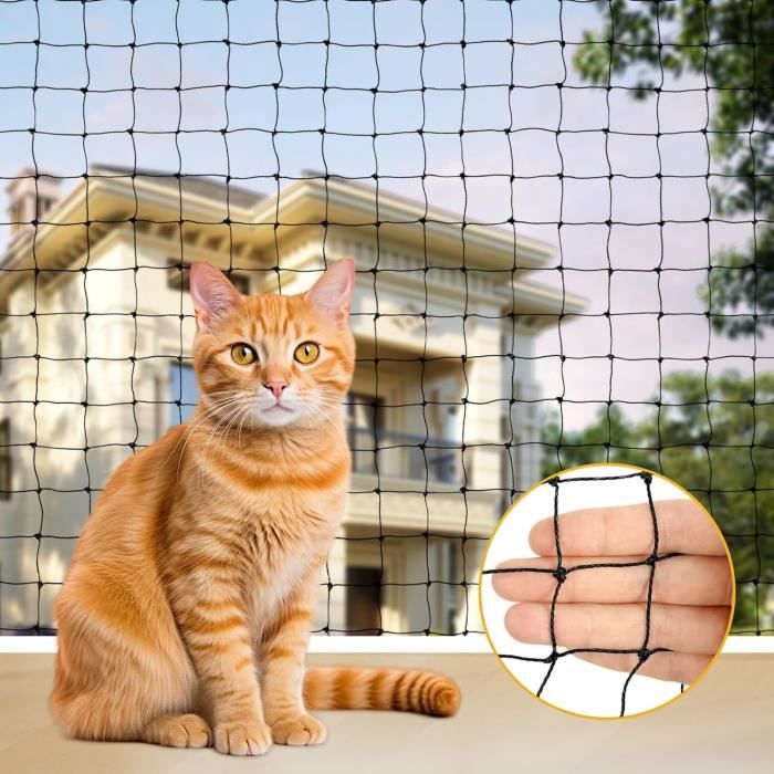 Cat Net 7.5x15m • Cat Anti-Fall Protection Net • Bird Net • No-Drill Window Protection for Balconies, Terraces and Windows