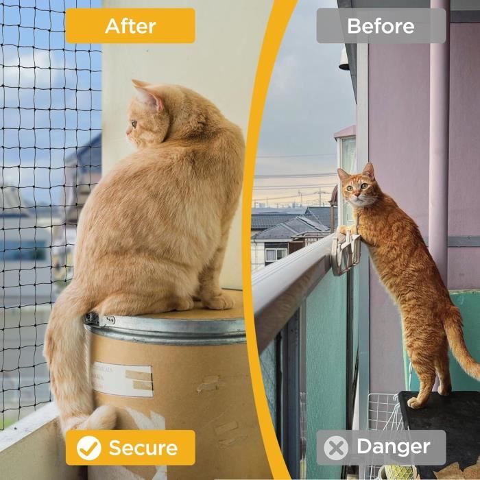 Cat Net 7.5x15m • Cat Anti-Fall Protection Net • Bird Net • No-Drill Window Protection for Balconies, Terraces and Windows