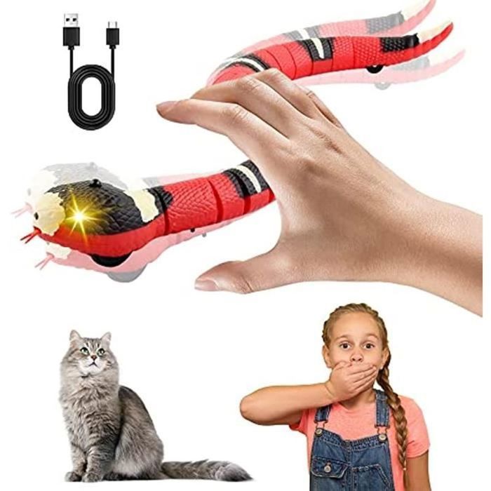 Juguete de serpiente con detección inteligente recargable por USB, cola giratoria, para niños y mascotas