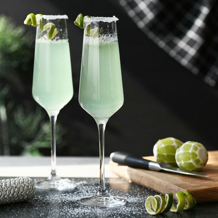 Krystal Champagneglas – sæt med 6 – 200 ml – Krystalglas, funklende design – Tåler opvaskemaskine