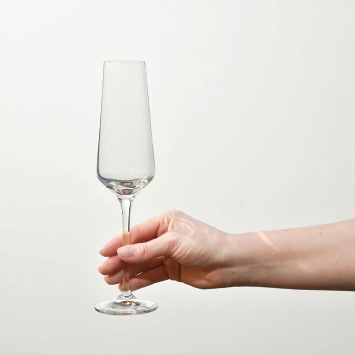 Krystal Champagneglas – sæt med 6 – 200 ml – Krystalglas, funklende design – Tåler opvaskemaskine