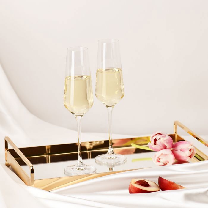 Krystal Champagneglas – sæt med 6 – 200 ml – Krystalglas, funklende design – Tåler opvaskemaskine