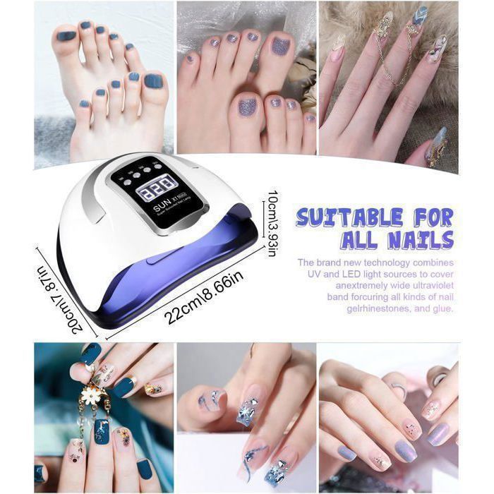 Lampe UV Sèche Ongles,280W LED Lampe à ongles Séchoir à Ongles Portable avec avec 66 Perles de Lampe,4 Minuteries 10/30/60/99S

