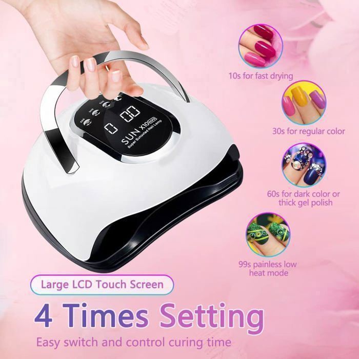 Lampe UV Sèche Ongles,280W LED Lampe à ongles Séchoir à Ongles Portable avec avec 66 Perles de Lampe,4 Minuteries 10/30/60/99S
