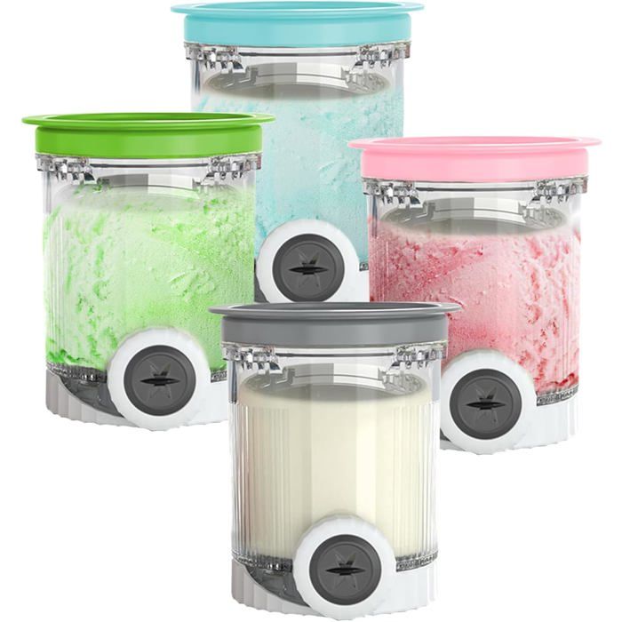 4-pak Ninja Creami Pint-beholdere og låg – kompatible med NC700 NC701, BPA-fri erstatnings-isbeholdere