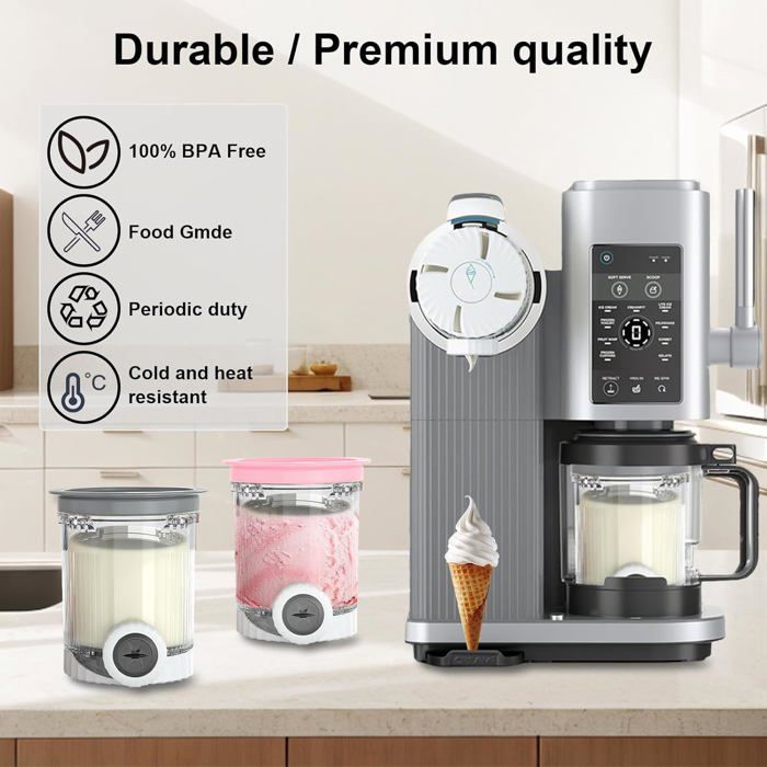 4-pak Ninja Creami Pint-beholdere og låg – kompatible med NC700 NC701, BPA-fri erstatnings-isbeholdere