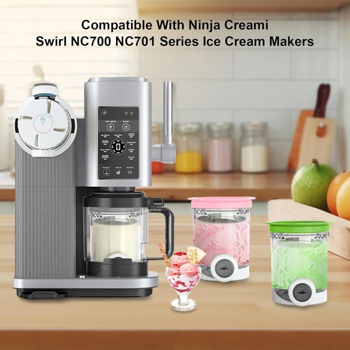 4-pak Ninja Creami Pint-beholdere og låg – kompatible med NC700 NC701, BPA-fri erstatnings-isbeholdere