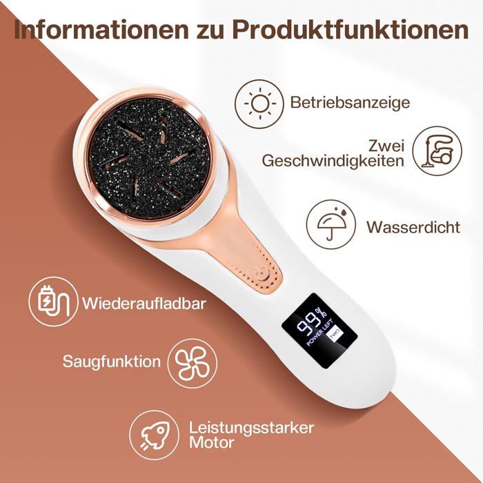 Elektrisk fodfil – IPX7 vandtæt – Professionel pedicure – genopladelig
