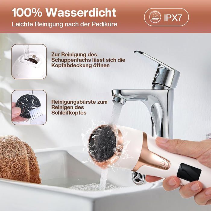 Elektrisk fodfil – IPX7 vandtæt – Professionel pedicure – genopladelig
