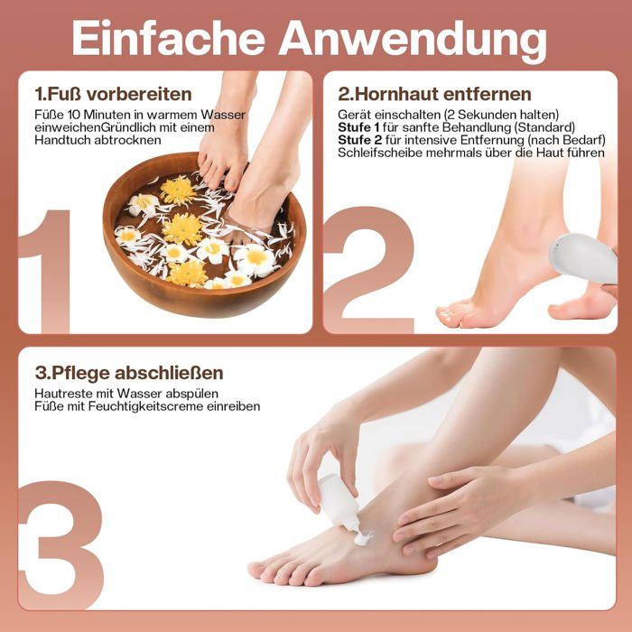 Elektrisk fodfil – IPX7 vandtæt – Professionel pedicure – genopladelig

